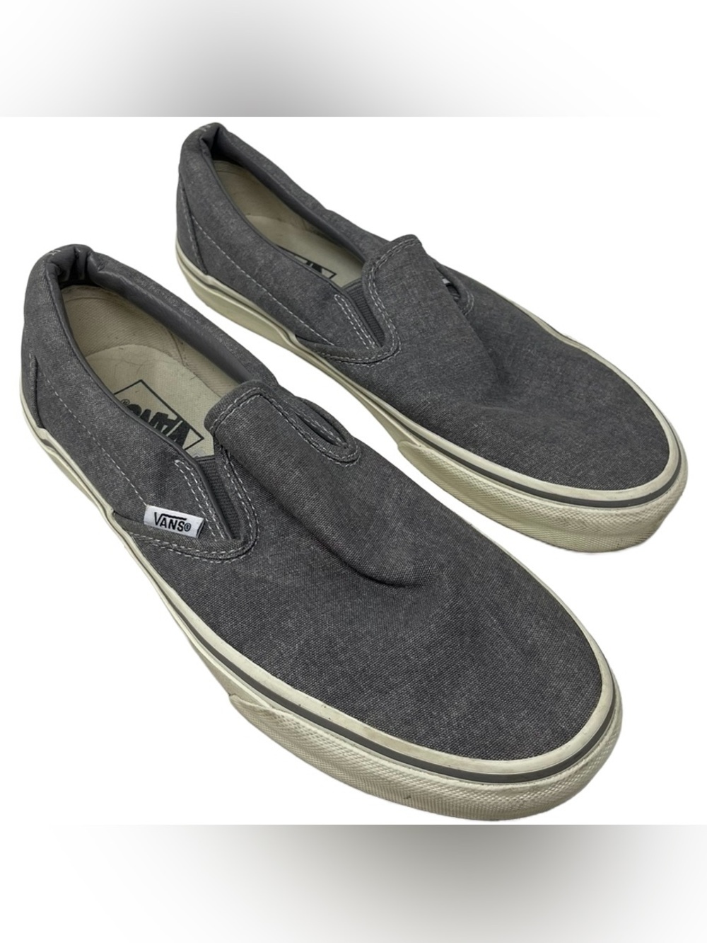 Vans Grey Slip-On Canvas Sneakers Men’s 8/Women’s 9.5